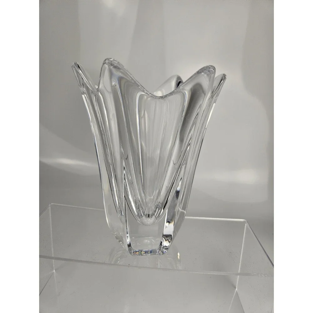 Set Of‎ 2 Orrefors Crystal Belle Tulip Flower Vases 5 7/8 Inch Paneled Lovely